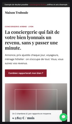 Exemple de site de conciergerie sur téléphone