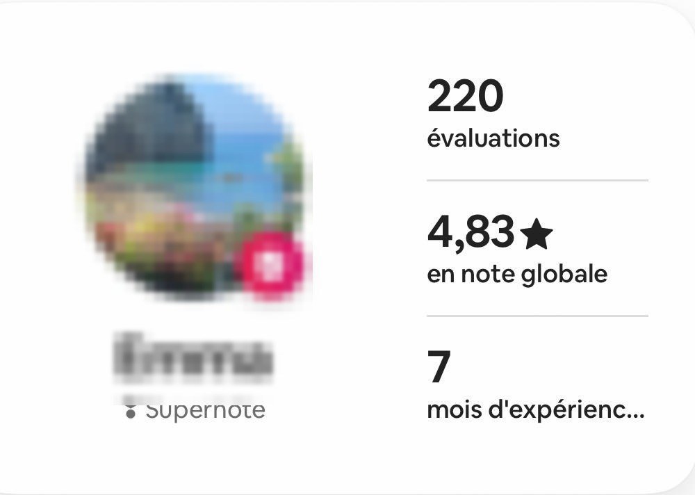 Profil Superhôte : 220 évaluations, 4,83
