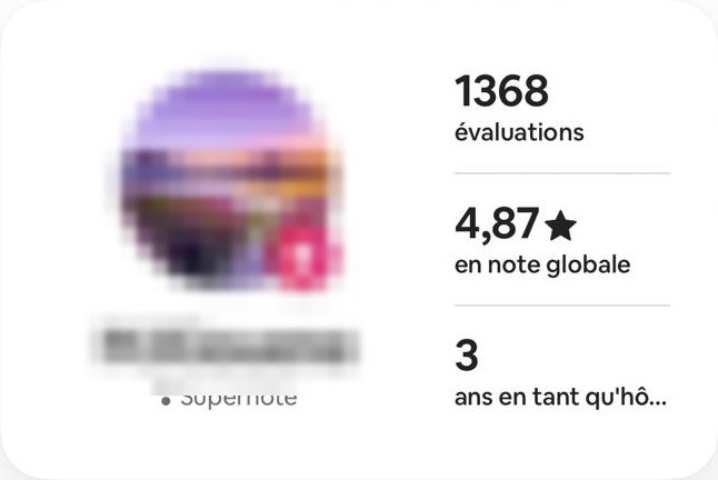 Profil Superhôte : 1 368 évaluations, 4,87